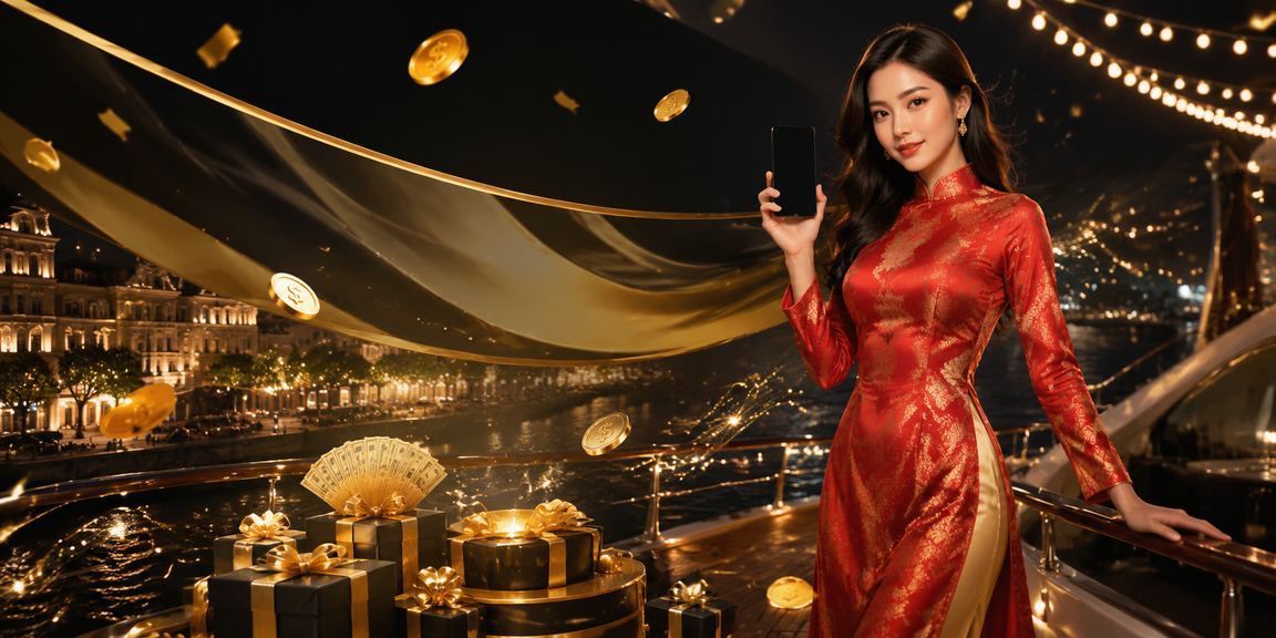 Người phụ nữ Hà Nội mặc áo dài nhận thông báo hoàn tiền và kiểm tra tài khoản trên điện thoại