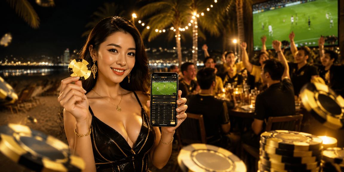 Người dùng tại Phú Quốc đặt cược thể thao trên điện thoại bên bờ biển